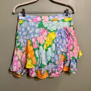 Emily McCarthy Vibrant Asymmetrical Skirt with Multicolor Design